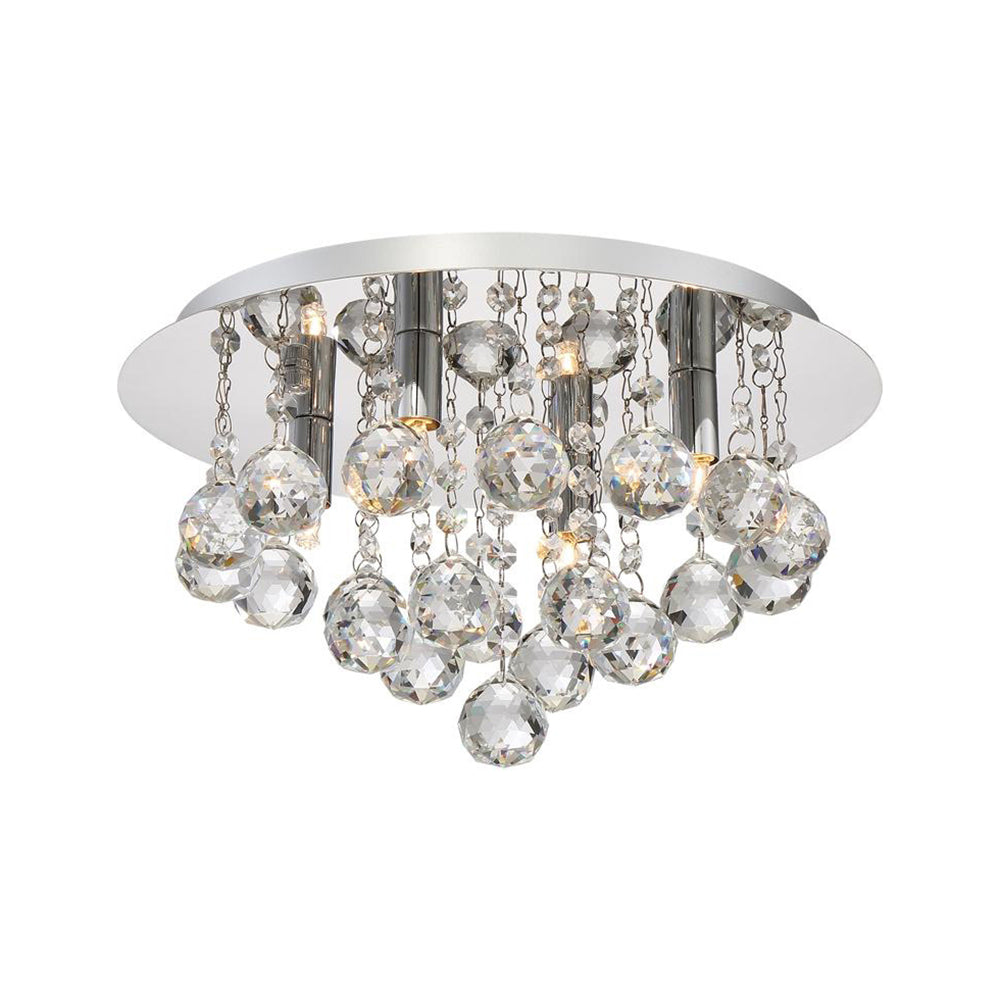 Cascading Flush Mount Light Contemporary Crystal 3/4/6 Lights Chrome Ceiling Light, 8"/14"/19.5" Wide