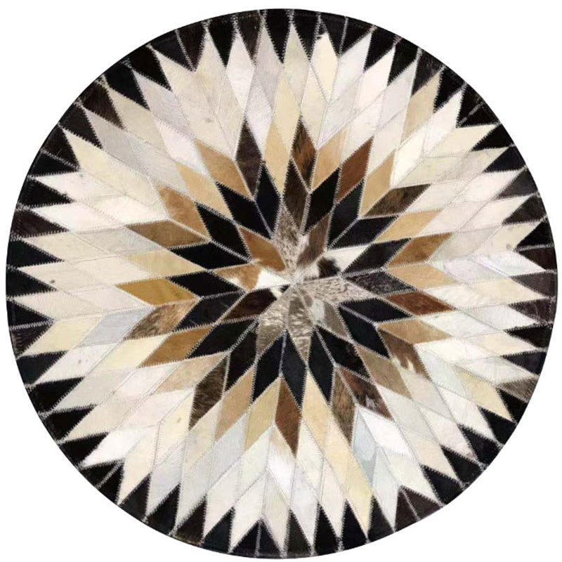 Multi Colored Geometric Printed Rug Cowhide Nordic Area Rug Easy Care Pet Friendly Carpet for Living Room
