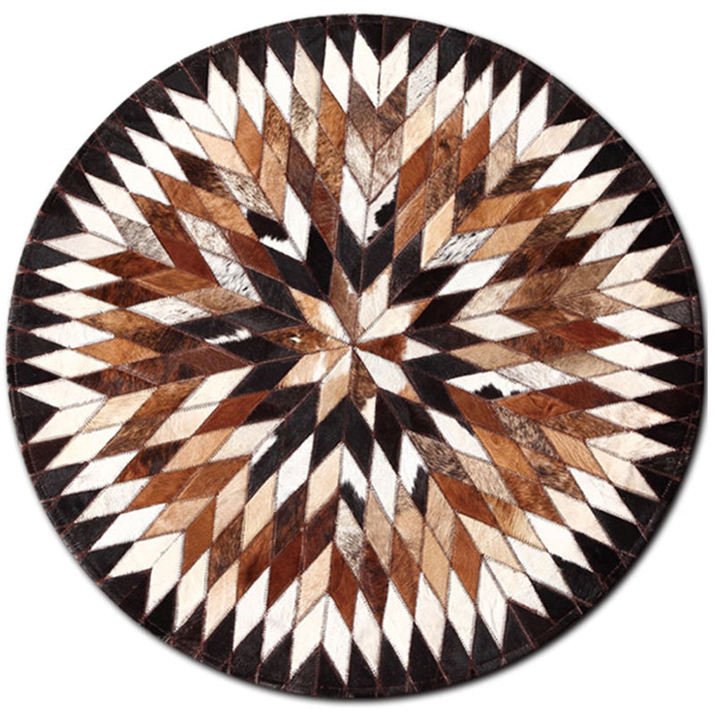 Multi Colored Geometric Printed Rug Cowhide Nordic Area Rug Easy Care Pet Friendly Carpet for Living Room