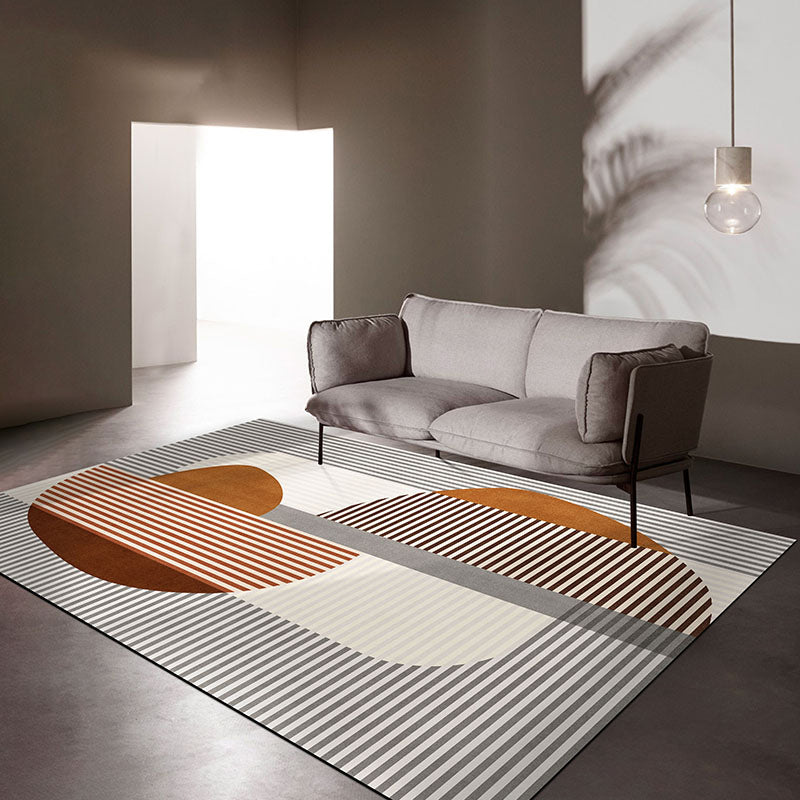 Tappeto con stampa geografica semplice, area funky multicolore, tappeto lavabile, resistente alle macchie, misto creativo, facile da pulire, per l'arredamento