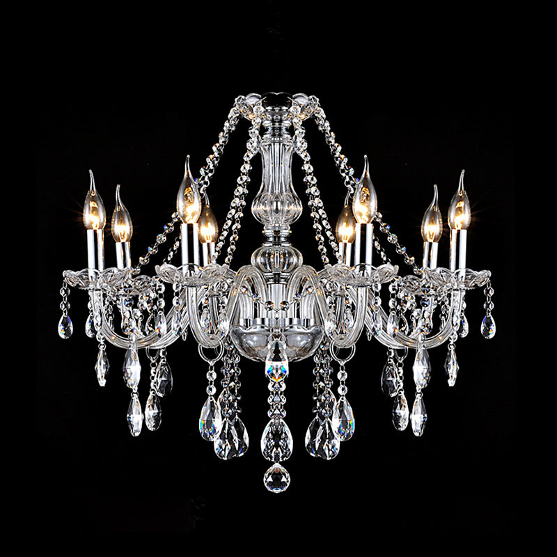 Clear Crystal Candelabra Chandelier Light Modern 6/8 Lights Hanging Ceiling Light for Living Room