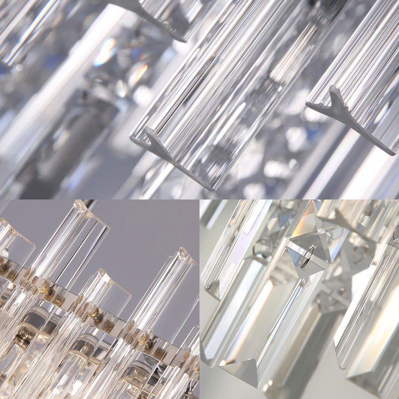 Lampada del lampadario circolare Blocco cristallino contemporaneo a 5 luci sala da pranzo lampada in cromo