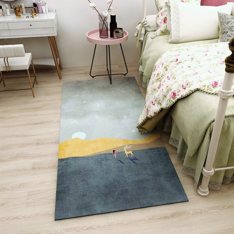 Relaxing Abstract Pattern Rug Multicolor Blended Indoor Rug Machine Washable Stain-Resistant Area Carpet for Bedroom