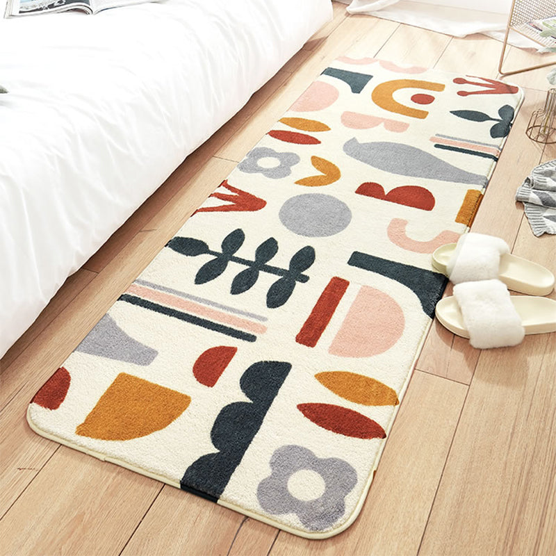 Trendy Plant Pattern Rug Multi-Color Lamb Wool Indoor Rug Anti-Slip Backing Easy Care Carpet for Decoration