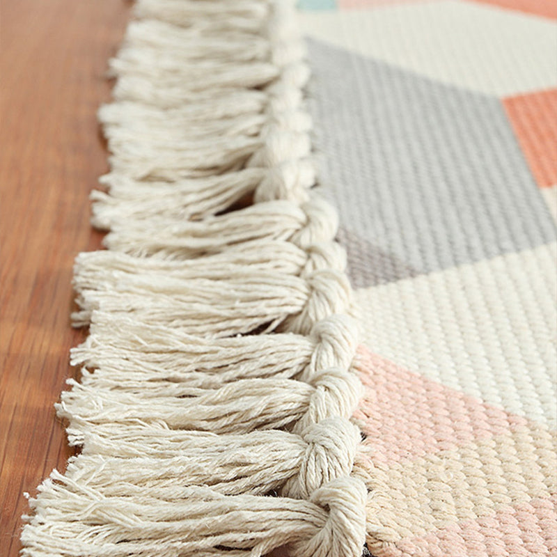 Modern Kids Bedroom Rug Multi Color Plant Printed Carpet Non-Slip Backing Handmade Indoor Rug