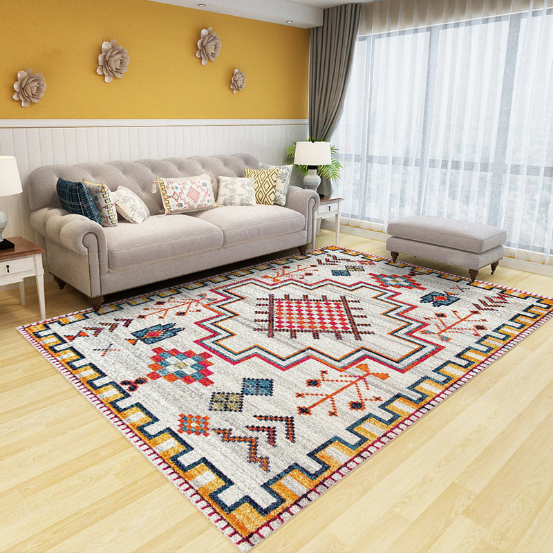 Western Living Room Rug Multicolor Tribal Printed Carpet Synthetics Non-Slip Backing Washable Indoor Rug