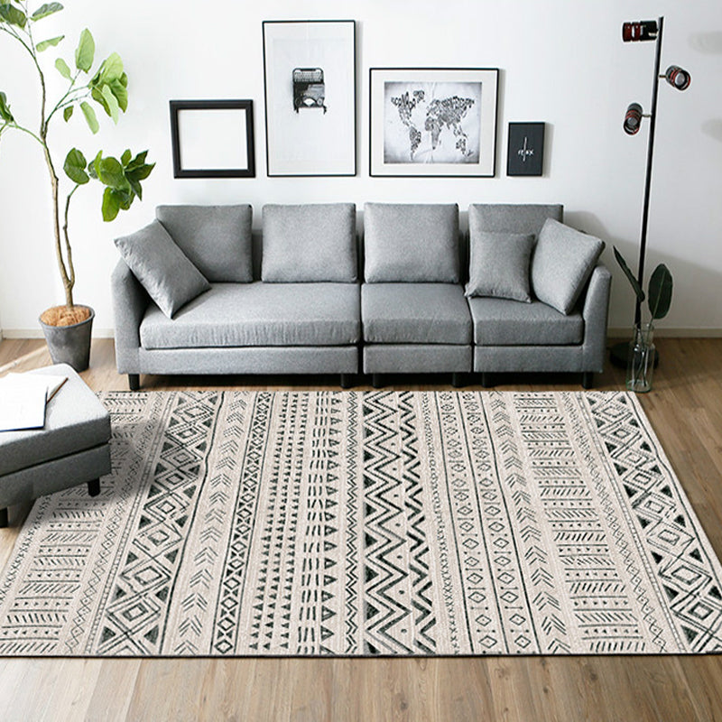 Ethnic Geometric Printed Rug Multi Colored Cotton Blend Indoor Rug Pet Friendly Easy Care Area Carpet for Living Room