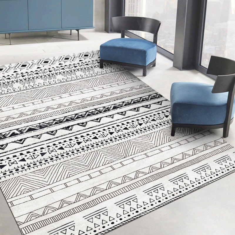 Casual Multi-Color Tribal Rug Cotton Blend Geometric Pattern Area Carpet Anti-Slip Machine Washable Indoor Rug for Room
