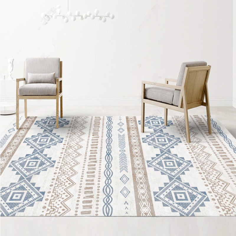 Casual Multi-Color Tribal Rug Cotton Blend Geometric Pattern Area Carpet Anti-Slip Machine Washable Indoor Rug for Room
