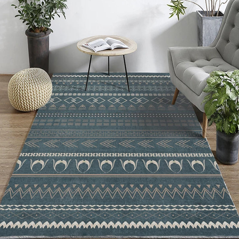 Casual Multi-Color Tribal Rug Cotton Blend Geometric Pattern Area Carpet Anti-Slip Machine Washable Indoor Rug for Room