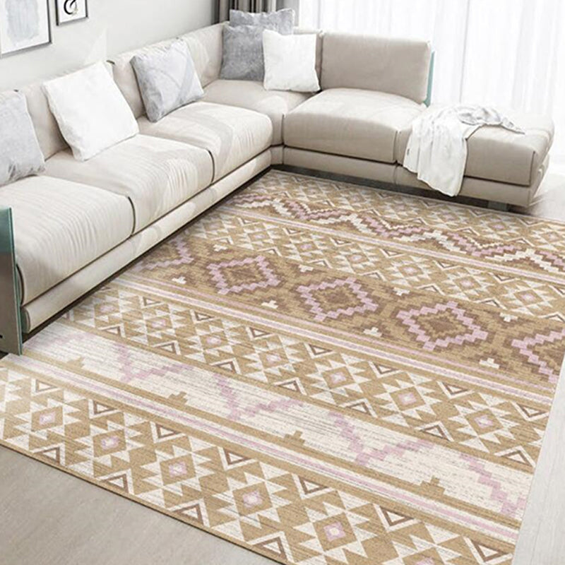 Casual Multi-Color Tribal Rug Cotton Blend Geometric Pattern Area Carpet Anti-Slip Machine Washable Indoor Rug for Room