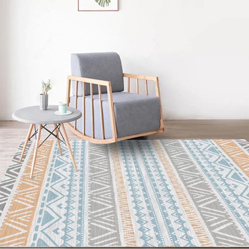 Casual Multi-Color Tribal Rug Cotton Blend Geometric Pattern Area Carpet Anti-Slip Machine Washable Indoor Rug for Room