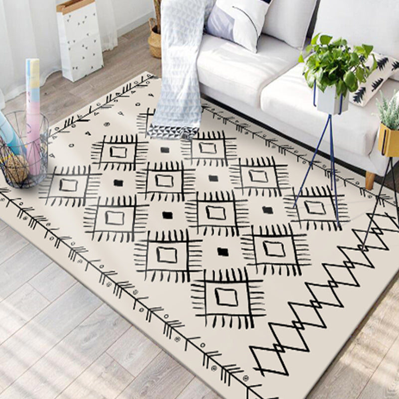 Casual Multi-Color Tribal Rug Cotton Blend Geometric Pattern Area Carpet Anti-Slip Machine Washable Indoor Rug for Room