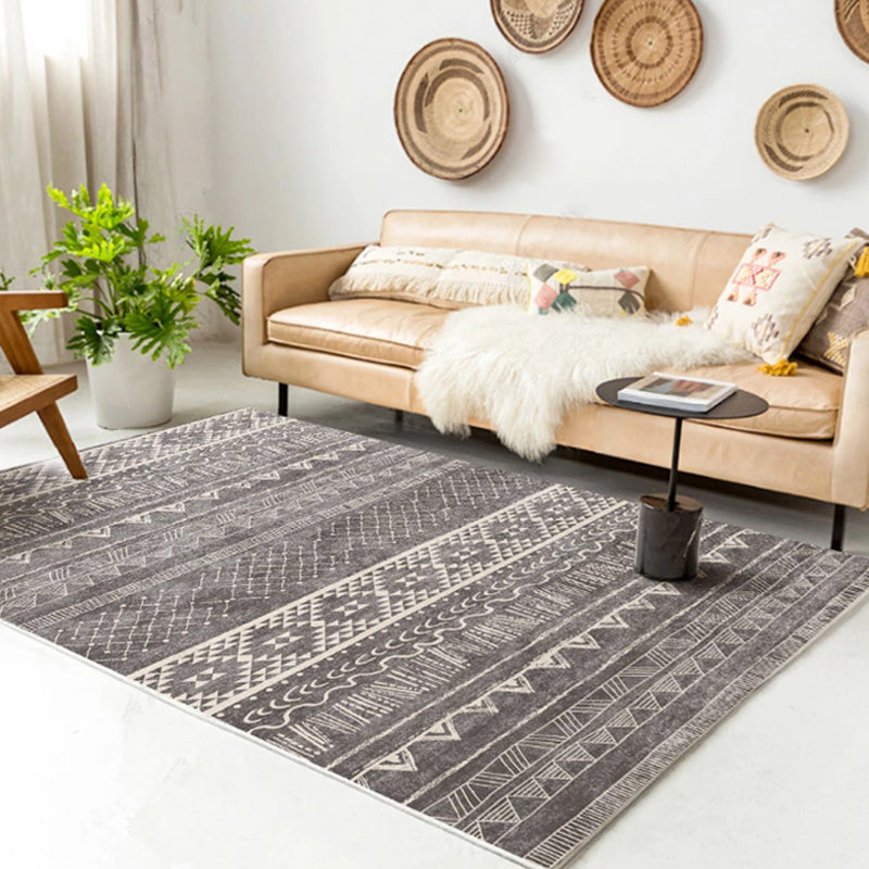 Casual Multi-Color Tribal Rug Cotton Blend Geometric Pattern Area Carpet Anti-Slip Machine Washable Indoor Rug for Room