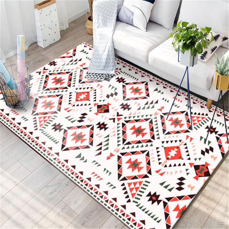 Casual Multi-Color Tribal Rug Cotton Blend Geometric Pattern Area Carpet Anti-Slip Machine Washable Indoor Rug for Room