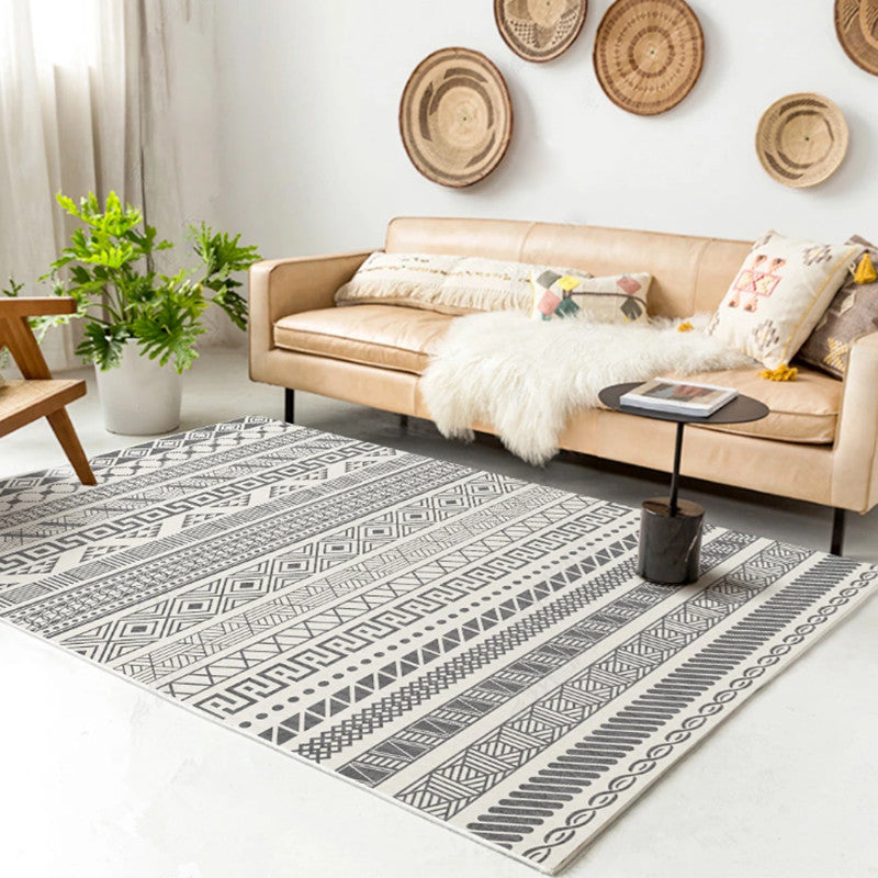Casual Multi-Color Tribal Rug Cotton Blend Geometric Pattern Area Carpet Anti-Slip Machine Washable Indoor Rug for Room