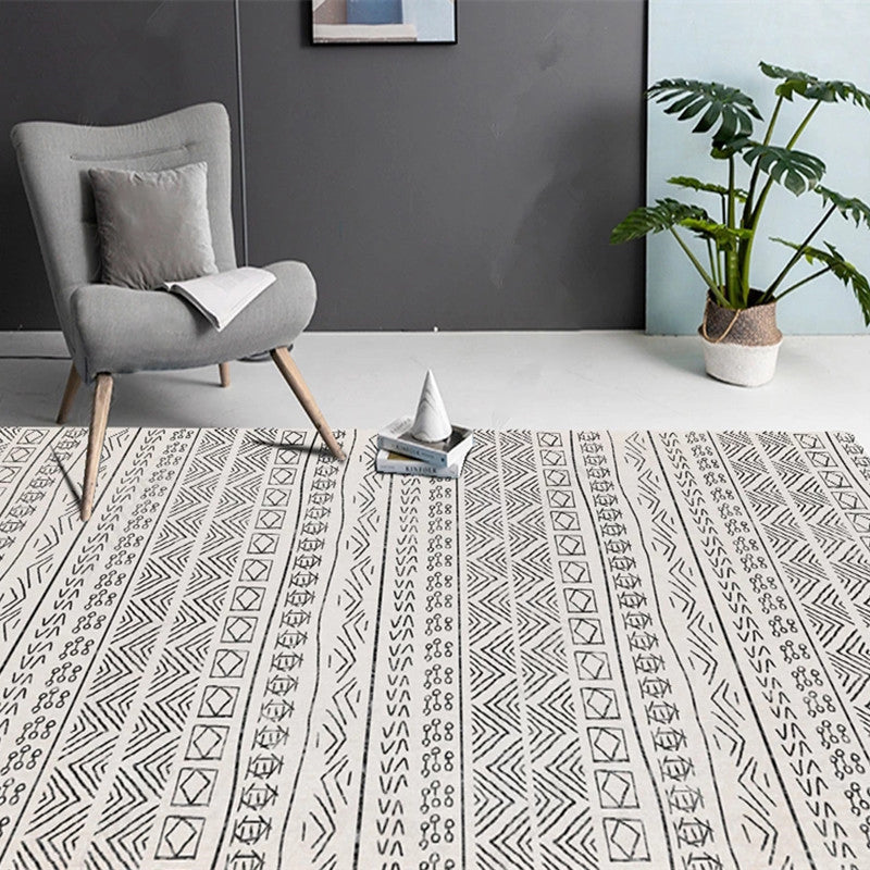 Casual Multi-Color Tribal Rug Cotton Blend Geometric Pattern Area Carpet Anti-Slip Machine Washable Indoor Rug for Room