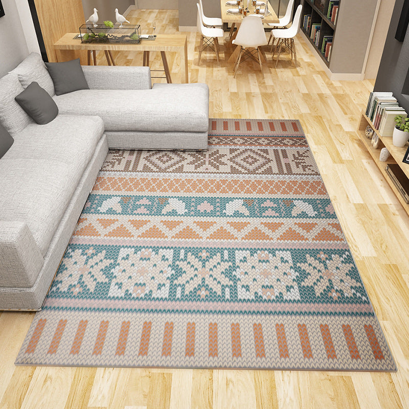 Boho woonkamer tapijt multi-kleuren geo geo geprinte gebied tapijt synthetisch vlekbestendige wasbaar niet-slip tapijt