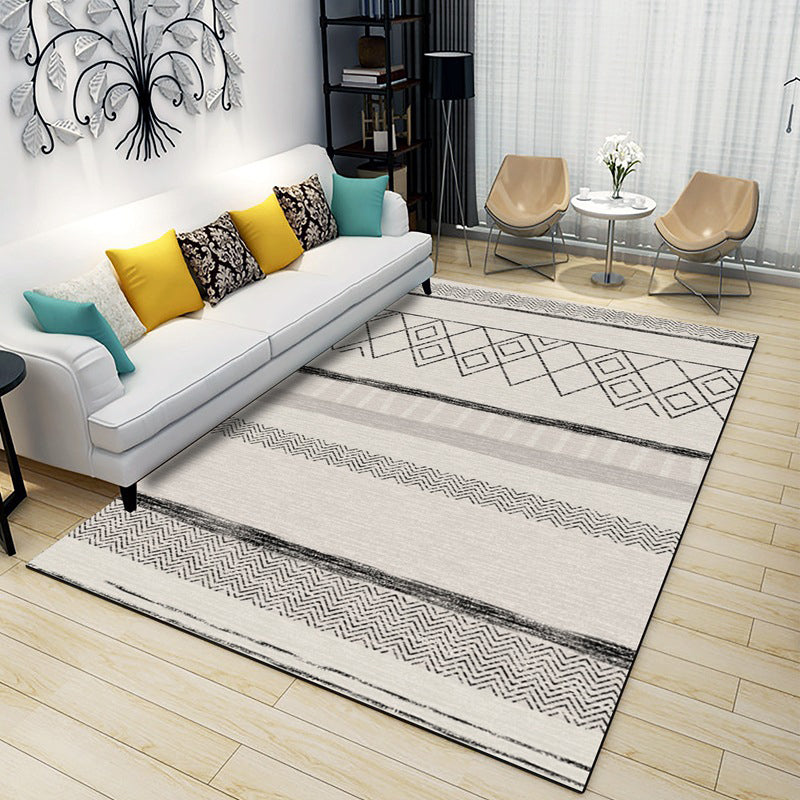 Multi-Colored Room Rug Western Geometric Pattern Area Rug Polypropylene Anti-Slip Backing Pet Friendly Washable Carpet