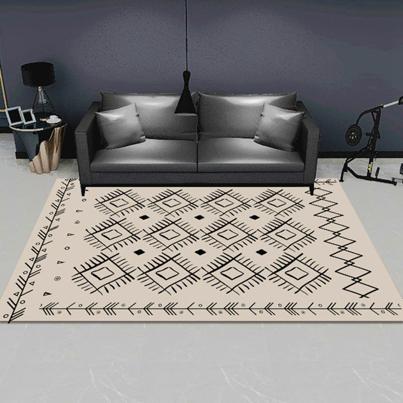 Multi-Colored Room Rug Western Geometric Pattern Area Rug Polypropylene Anti-Slip Backing Pet Friendly Washable Carpet