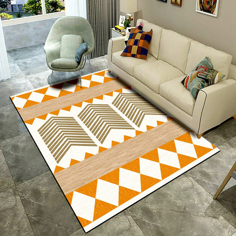 Multi-Colored Room Rug Western Geometric Pattern Area Rug Polypropylene Anti-Slip Backing Pet Friendly Washable Carpet