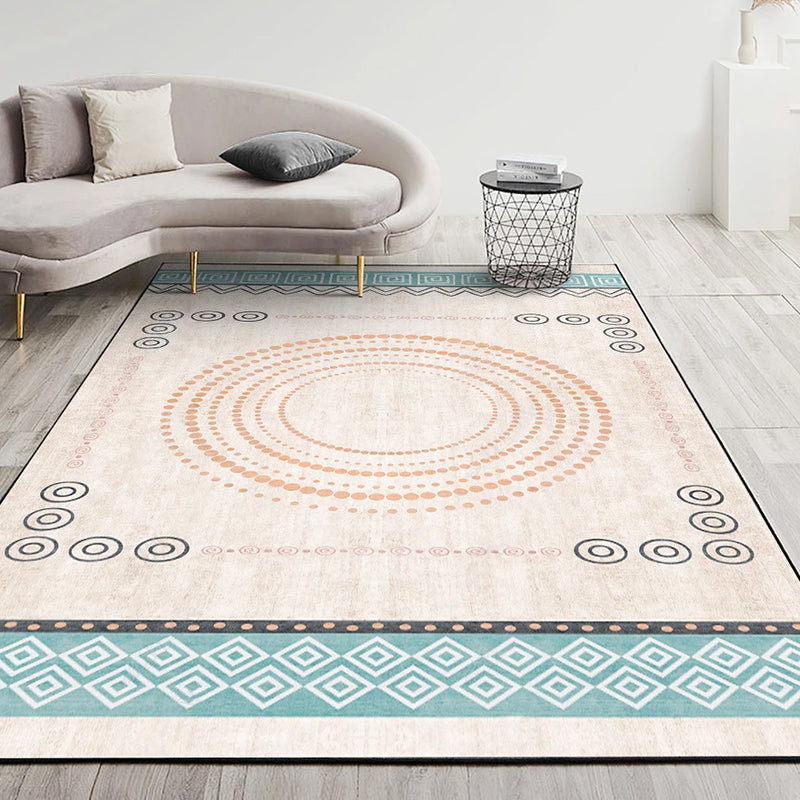 Simple Boho Rug Multi Color Geo Printed Area Rug Pet Friendly Washable Anti-Slip Backing Carpet for Room