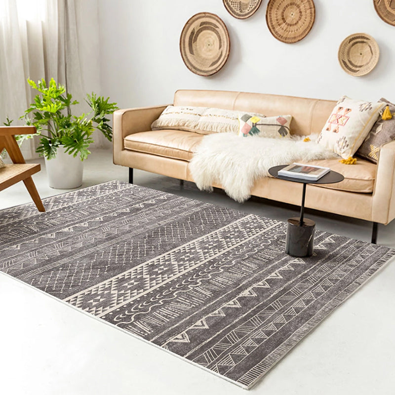 Simple Boho Rug Multi Color Geo Printed Area Rug Pet Friendly Washable Anti-Slip Backing Carpet for Room