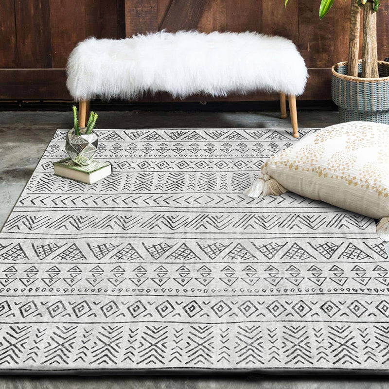 Simple Boho Rug Multi Color Geo Printed Area Rug Pet Friendly Washable Anti-Slip Backing Carpet for Room