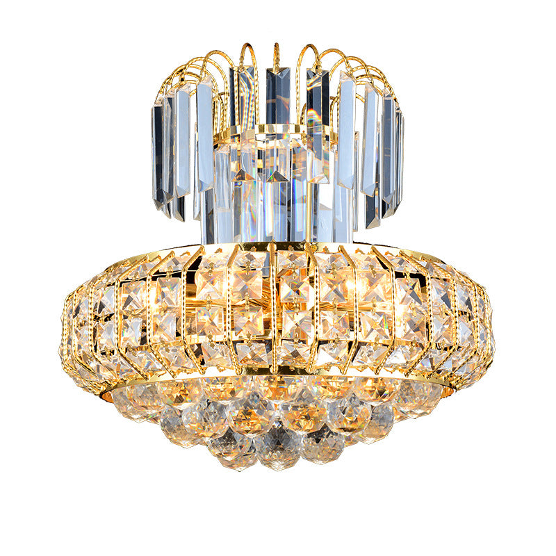 Mushroom Chandelier Light Modern Faceted Crystal 6 Lights Gold Hanging Ceiling Light for Lobby Bar