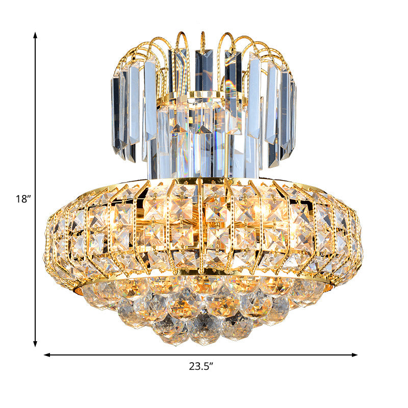 Mushroom Chandelier Light Modern Faceted Crystal 6 Lights Gold Hanging Ceiling Light for Lobby Bar