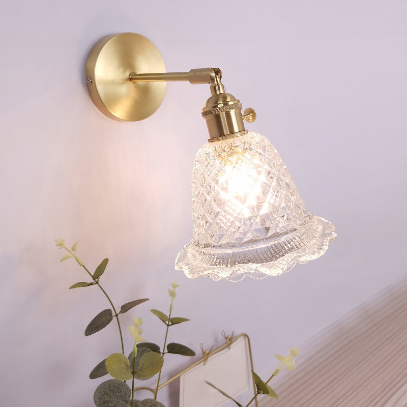 Ein-Bulb-Wandleuchte Vintage schattierte klare Glaswandlampe für Schlafzimmer