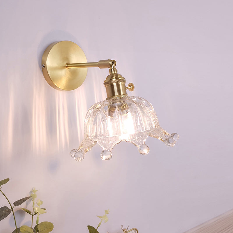 Ein-Bulb-Wandleuchte Vintage schattierte klare Glaswandlampe für Schlafzimmer