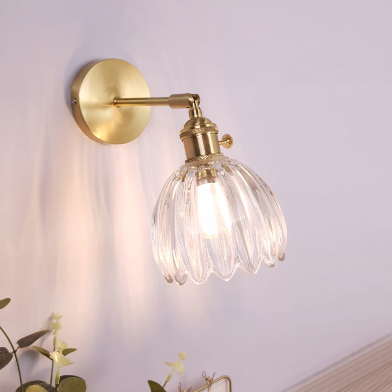 Ein-Bulb-Wandleuchte Vintage schattierte klare Glaswandlampe für Schlafzimmer
