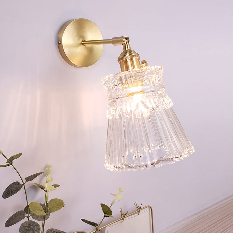 Ein-Bulb-Wandleuchte Vintage schattierte klare Glaswandlampe für Schlafzimmer