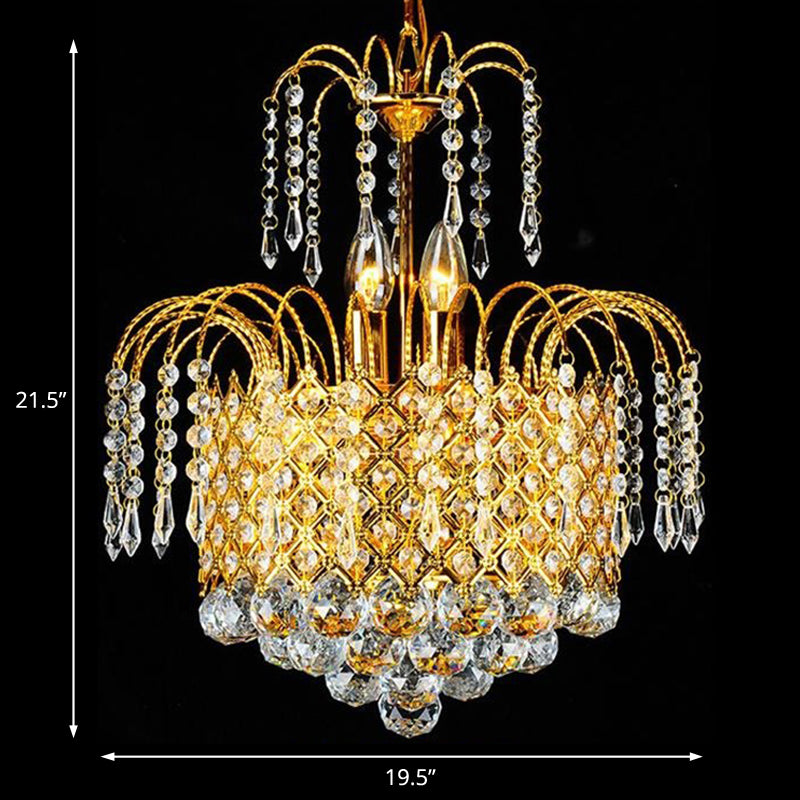 Cascade suspendu plafonnier à facette contemporaine Baule en cristal 5 lumières Gold Chandelier Light, 16 "/19,5" de large