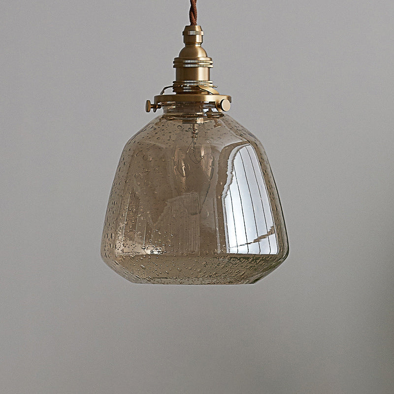 Tapered Bubbled Glass Hanging Light Simplicity 1 Bulb Restaurant Pendant Light Fixture