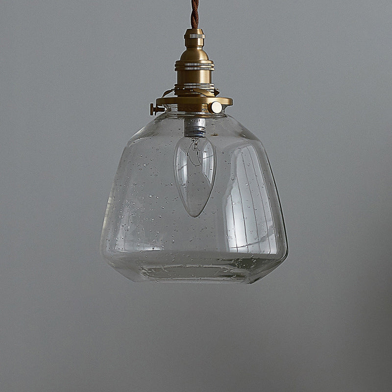 Tapered Bubbled Glass Hanging Light Simplicity 1 Bulb Restaurant Pendant Light Fixture