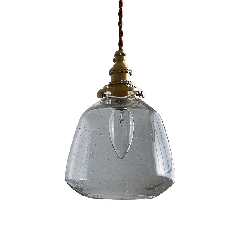 Tapered Bubbled Glass Hanging Light Simplicity 1 Bulb Restaurant Pendant Light Fixture
