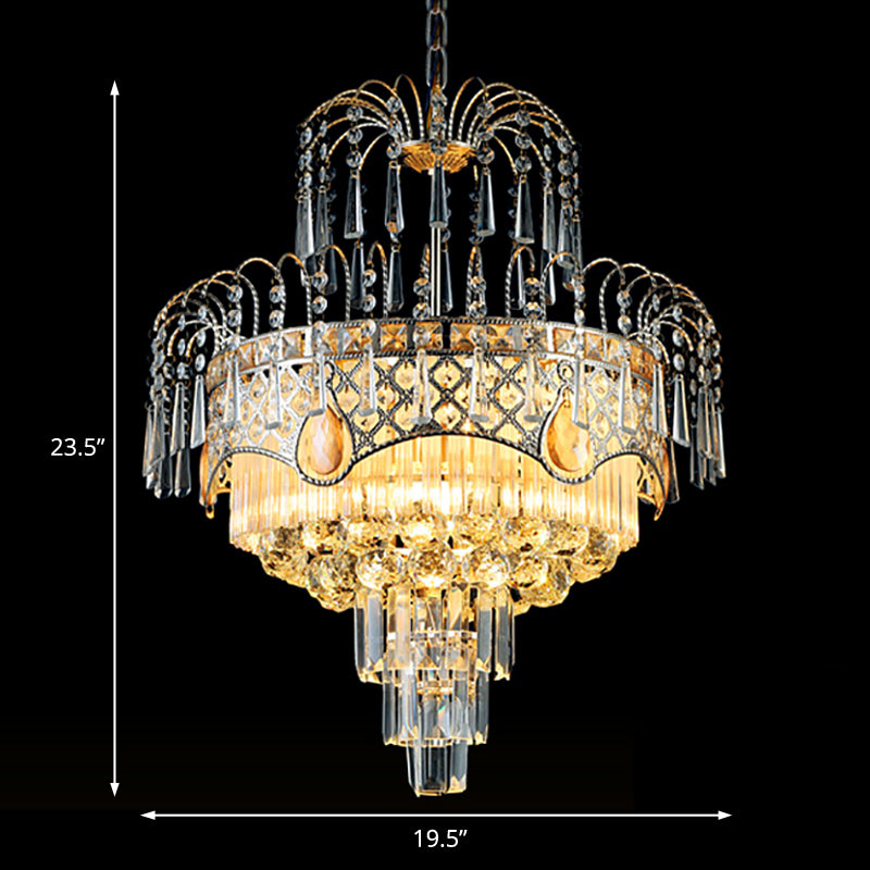 Modern 3/5 Lights Chandelier Light with Crystal Shade Gold Tiered Ceiling Light for Dining Room, 18"/19.5" Wide