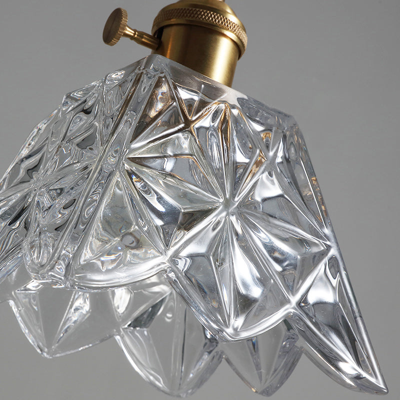 Clear Glass Scalloped Hanging Light Simplicity 1 Bulb Dining Room Pendant Light Fixture