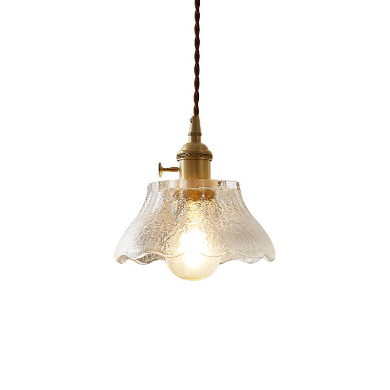 Retro Style Tapered Suspension Lighting 1 Head Clear Handblown Glass Pendant Ceiling Light