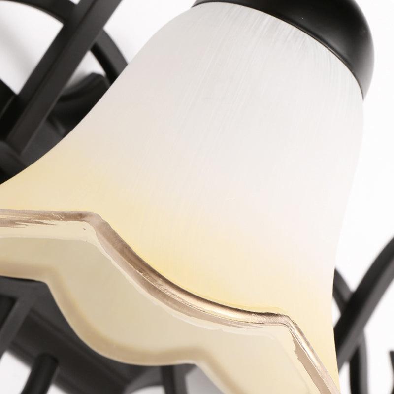 Einfachheit mit überbrochener Glockenwand montieren leichte Handgeblasenes Gla -Waschtischleuchte in Schwarz