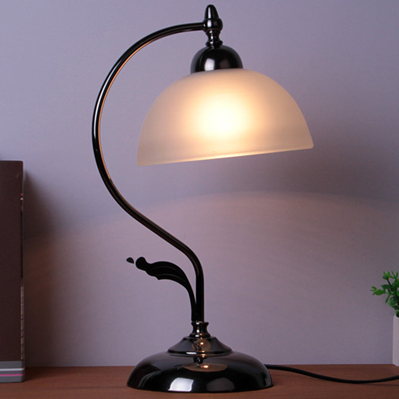 Lámpara de parada de noche vintage de tono de cúpula 1 luce iluminación de mesa de vidrio de ópalo para sala de estar