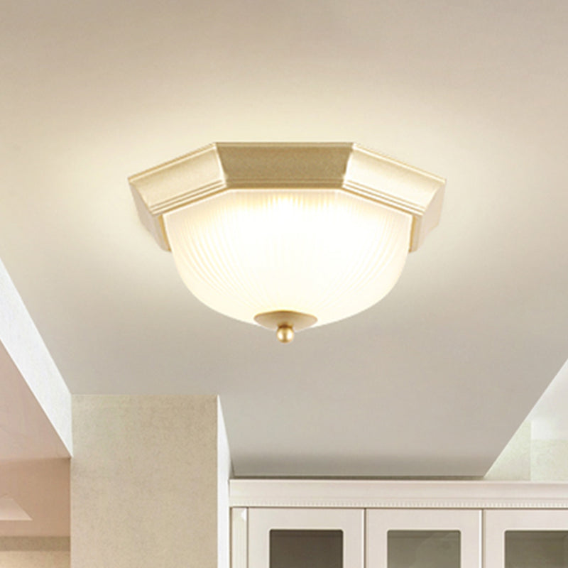 Vintage Inverted Bell Flush Ceiling Light Cream Glass LED Flush Mount Lighting Fixture