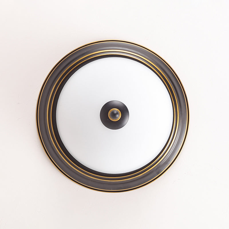 Vintage Inverted Bell Flush Ceiling Light Cream Glass LED Flush Mount Lighting Fixture