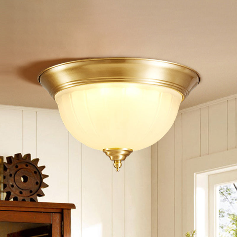 Bowl Handblown Glass Flush Mount Lighting Retro Living Room Flush Mount Ceiling Light in Gold