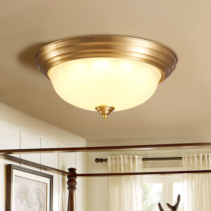 Bowl Handblown Glass Flush Mount Lighting Retro Living Room Flush Mount Ceiling Light in Gold
