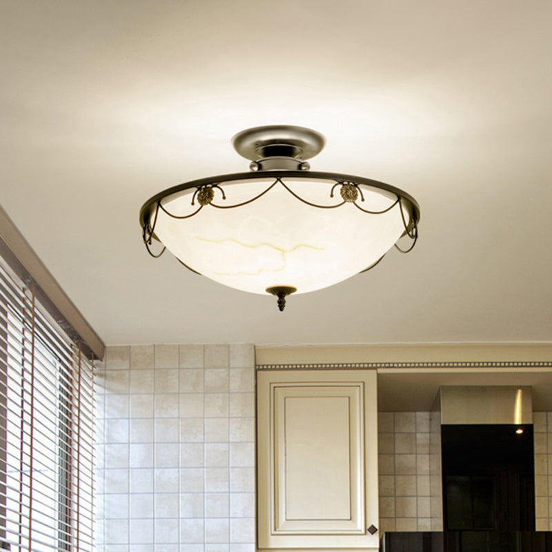 Dôme inversé salon encastré éclairage classique opale verre noir semi encastré luminaire