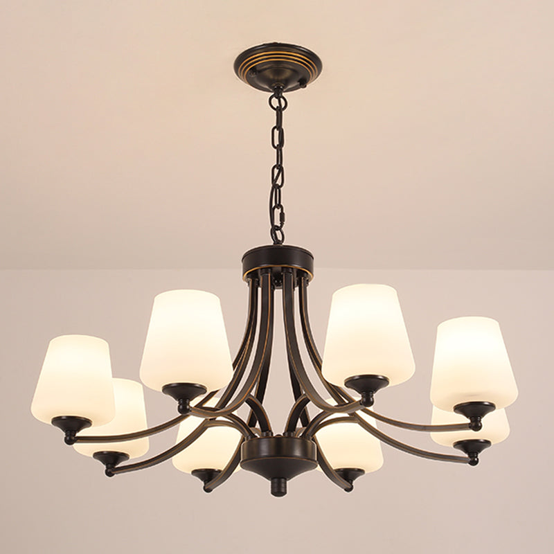 Cream Glass Bud Shade Chandelier Lighting Classic Dining Room Pendant Light Fixture