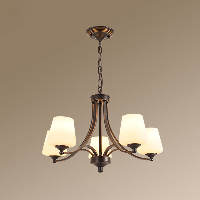 Cream Glass Bud Shade Chandelier Lighting Classic Dining Room Pendant Light Fixture
